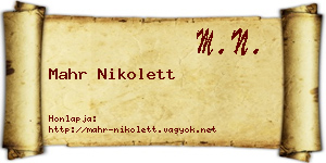 Mahr Nikolett névjegykártya